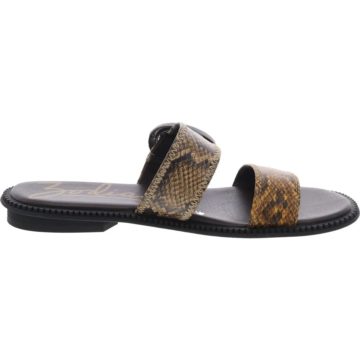 Frida Womens Faux Leather Flat Slide Sandals