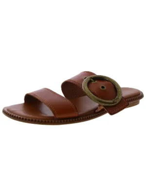 Frida Womens Faux Leather Flat Slide Sandals