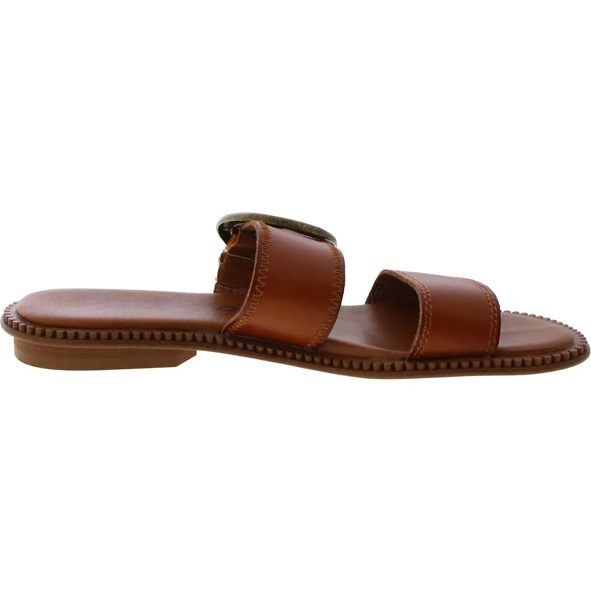 Frida Womens Faux Leather Flat Slide Sandals