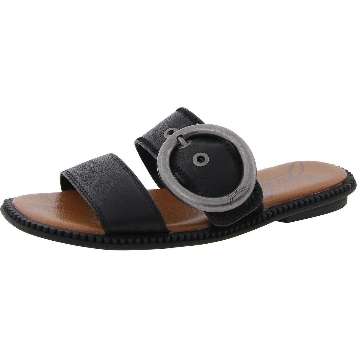Frida Womens Faux Leather Flat Slide Sandals