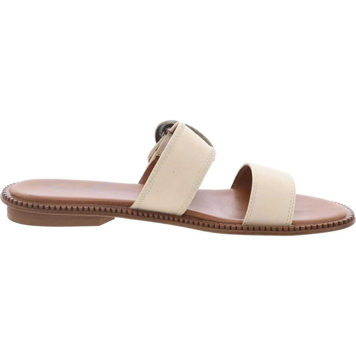 Frida Womens Faux Leather Flat Slide Sandals