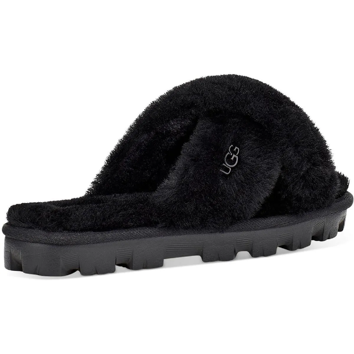 Fuzzette  Womens Criss-Cross Front Shearling Slide Sandals