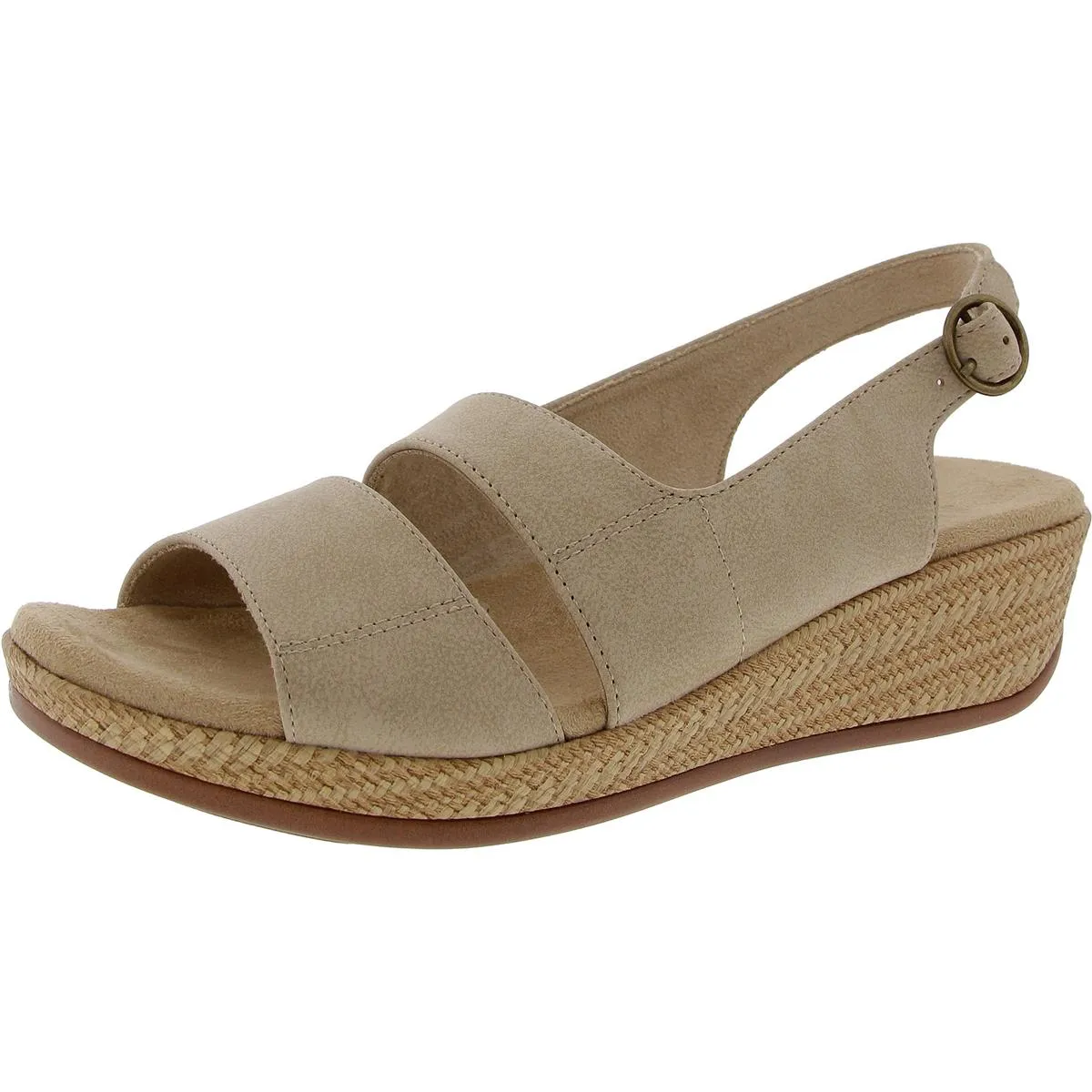 Gannett Womens Buckle Faux Suede Slingback Sandals