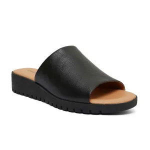 Genoa Slide in Black Leather