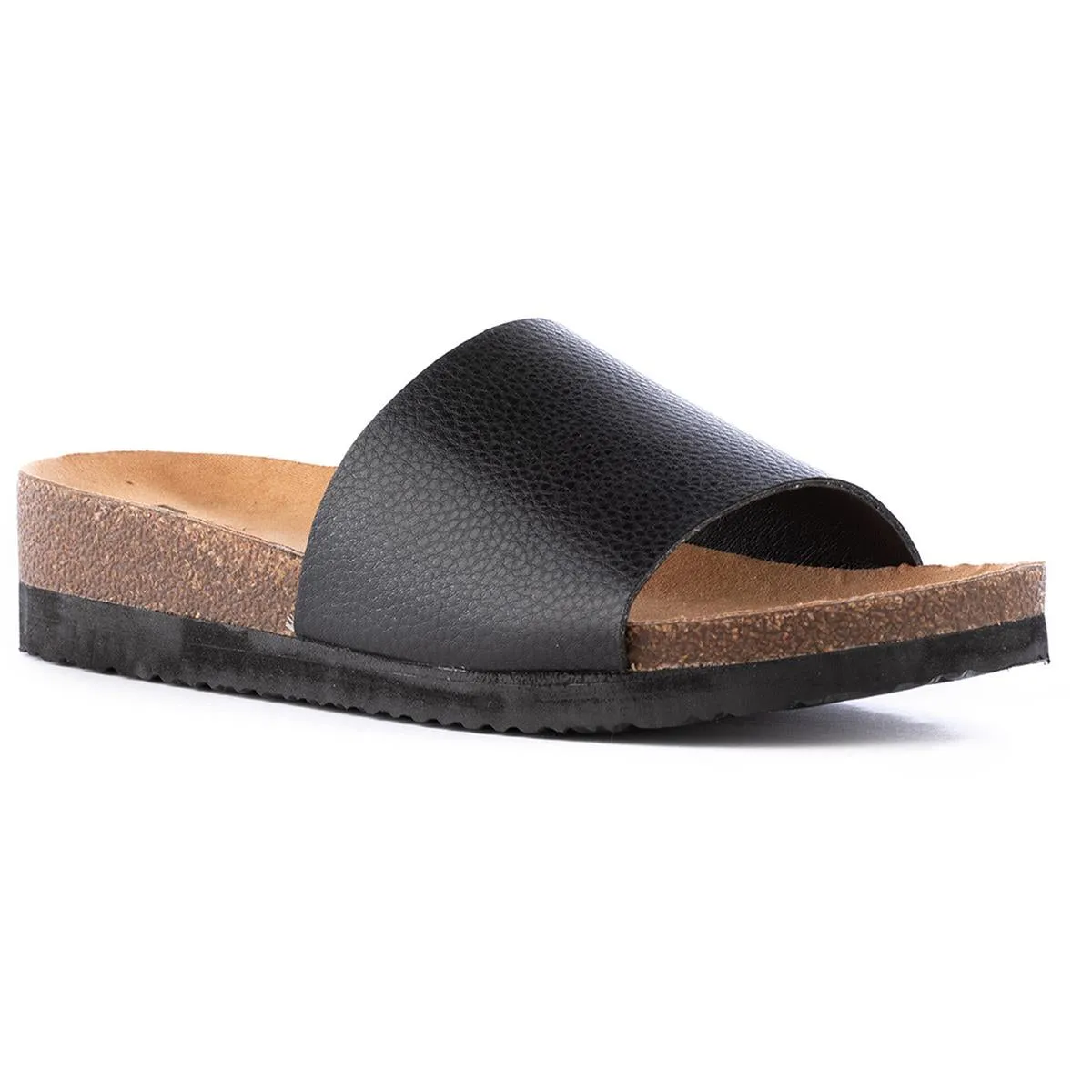 Get Going Womens Cork Faux Leather Slide Sandals
