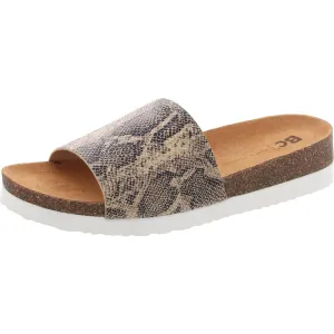 Get Going Womens Cork Faux Leather Slide Sandals