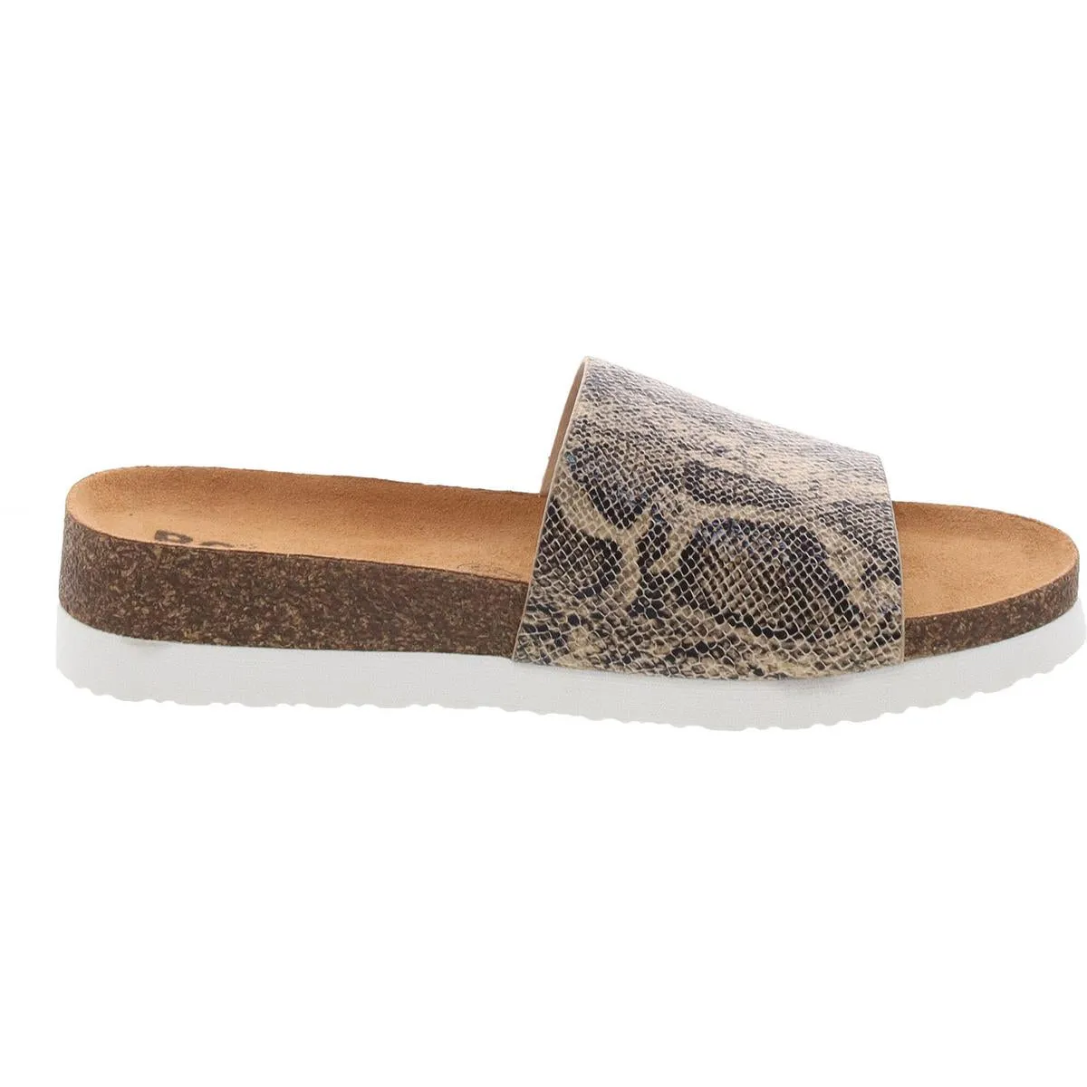 Get Going Womens Cork Faux Leather Slide Sandals