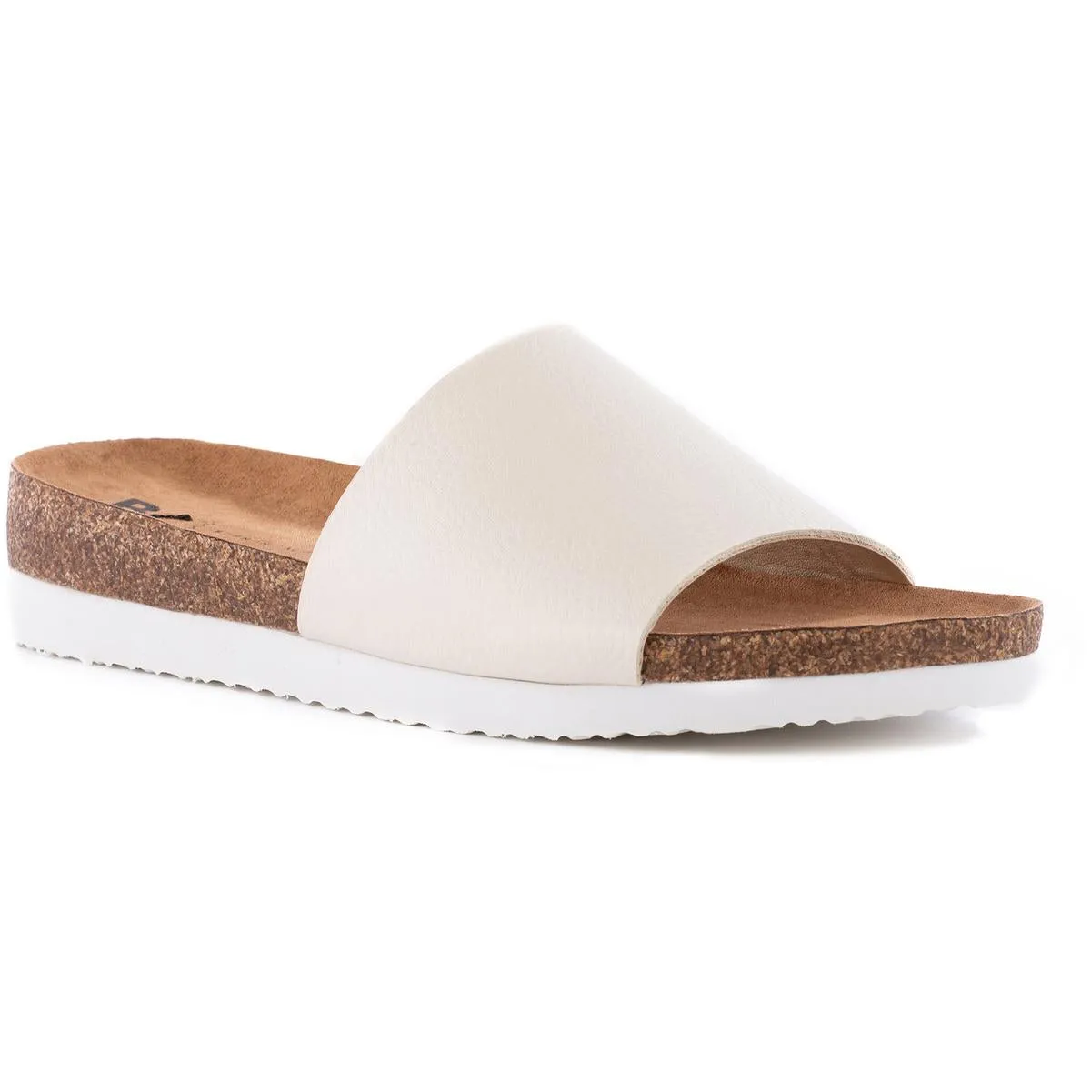 Get Going Womens Cork Faux Leather Slide Sandals