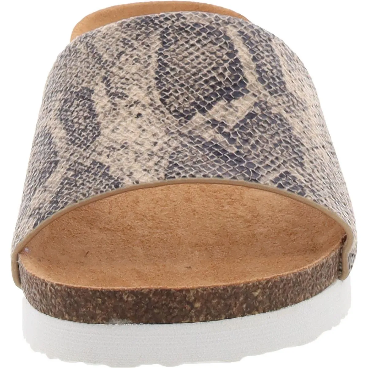 Get Going Womens Cork Faux Leather Slide Sandals