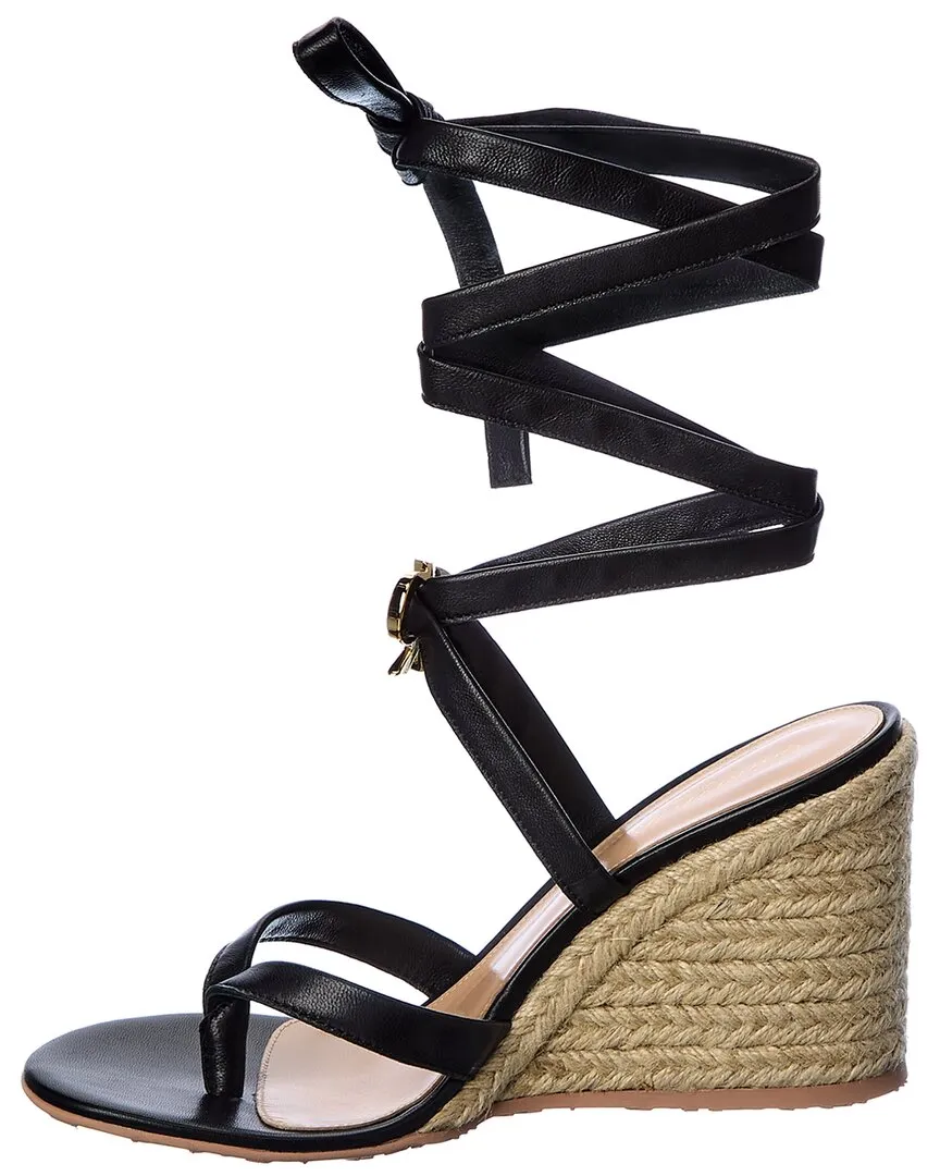 Gianvito Rossi Ribbon Beachclub 85 Leather Wedge Sandal