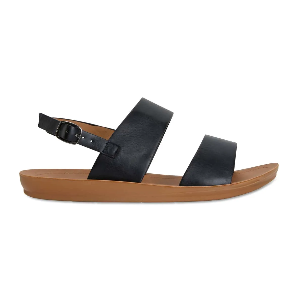 Ginger Sandal in Black Smooth