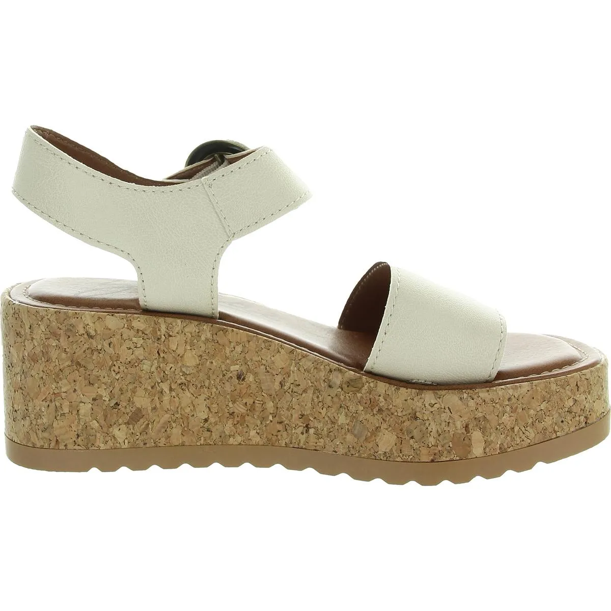 Glory Womens Cork Faux Leather Platform Sandals
