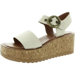 Glory Womens Cork Faux Leather Platform Sandals