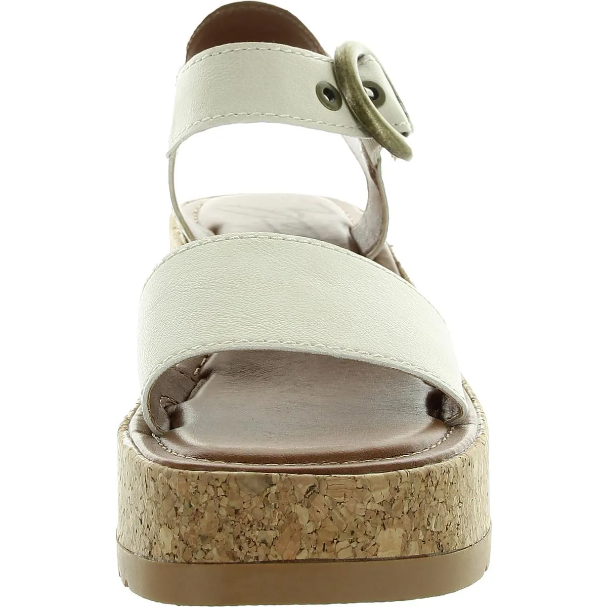 Glory Womens Cork Faux Leather Platform Sandals