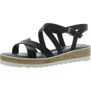 Goal Womens Strappy Faux Leather Flatform Sandals