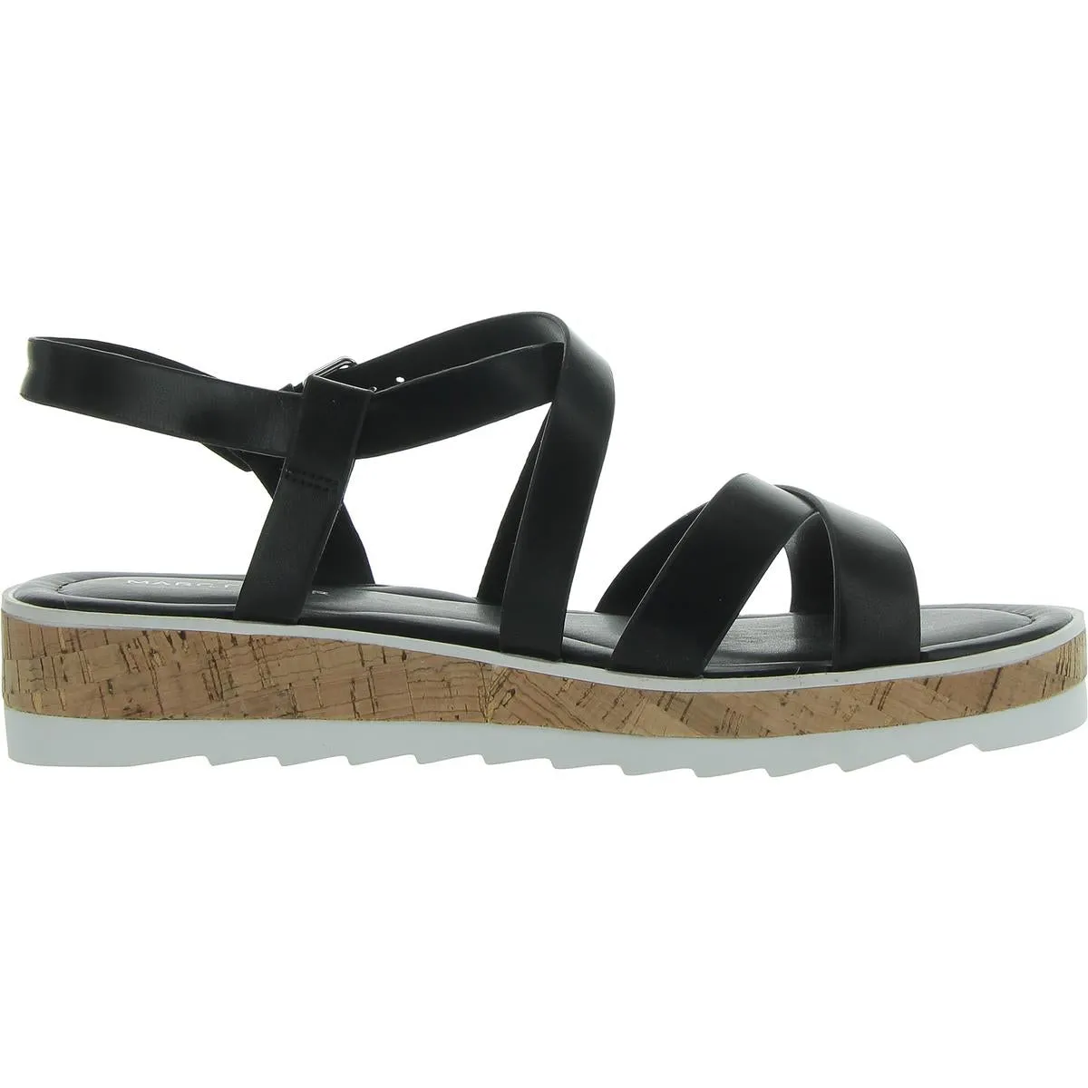 Goal Womens Strappy Faux Leather Flatform Sandals