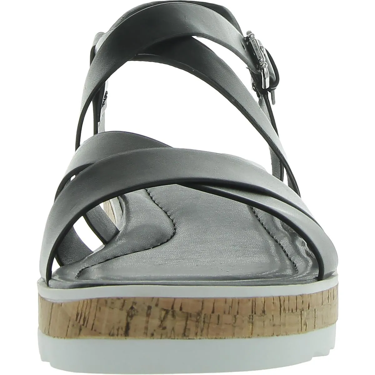 Goal Womens Strappy Faux Leather Flatform Sandals