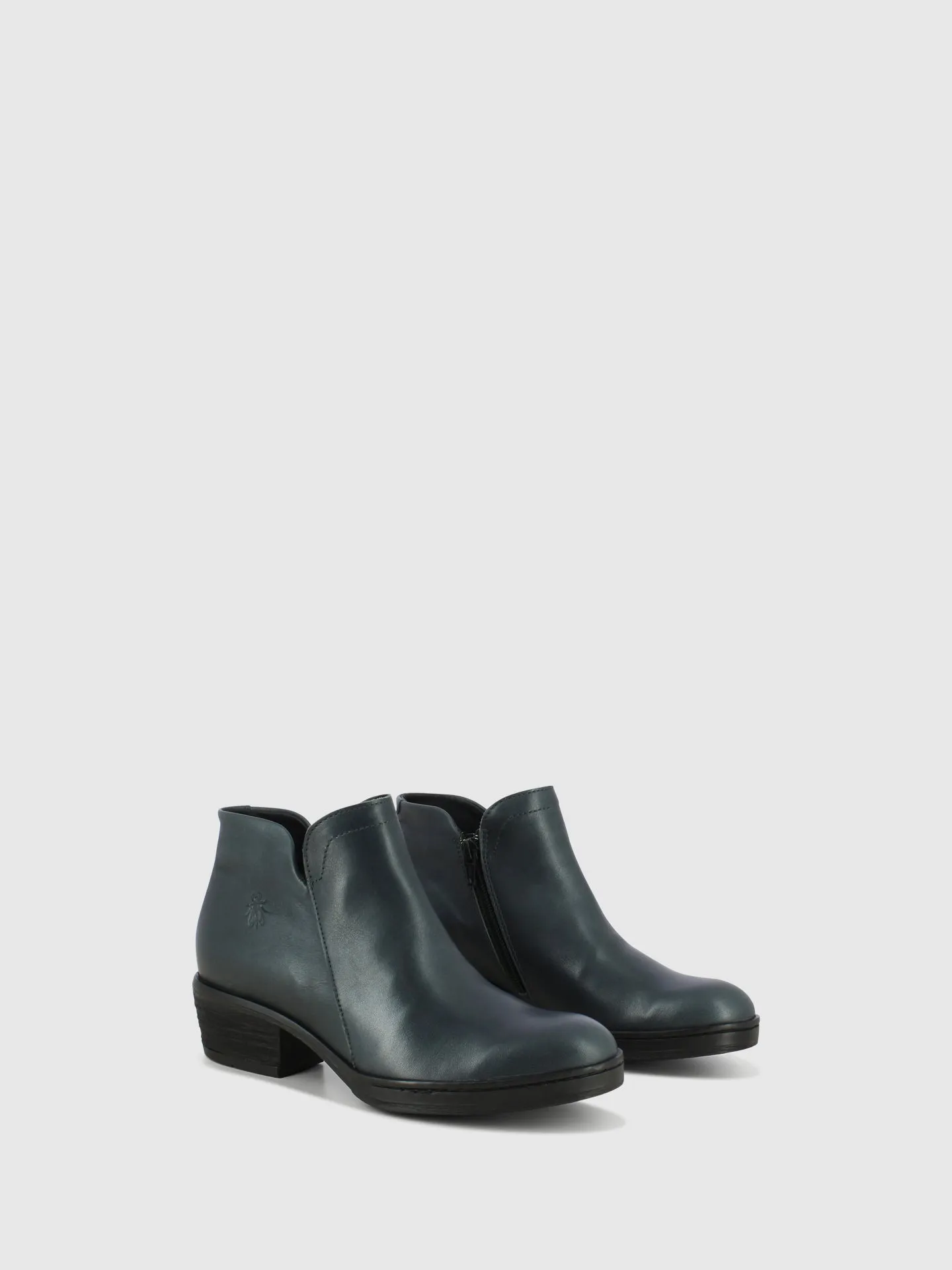 Gray Zip Up Ankle Boots