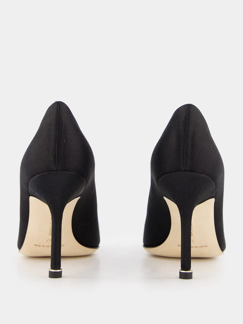Hangisi Black Jewel Buckle Satin 90mm Pumps