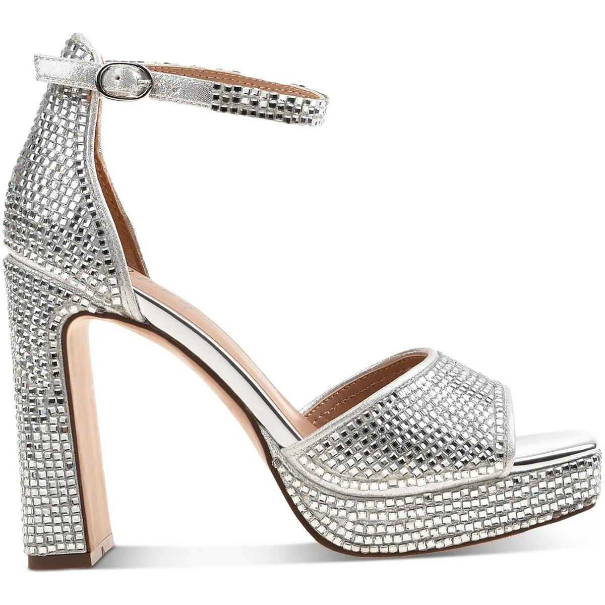 Hendryx Womens Rhinestone Open-Toe Platform Sandals