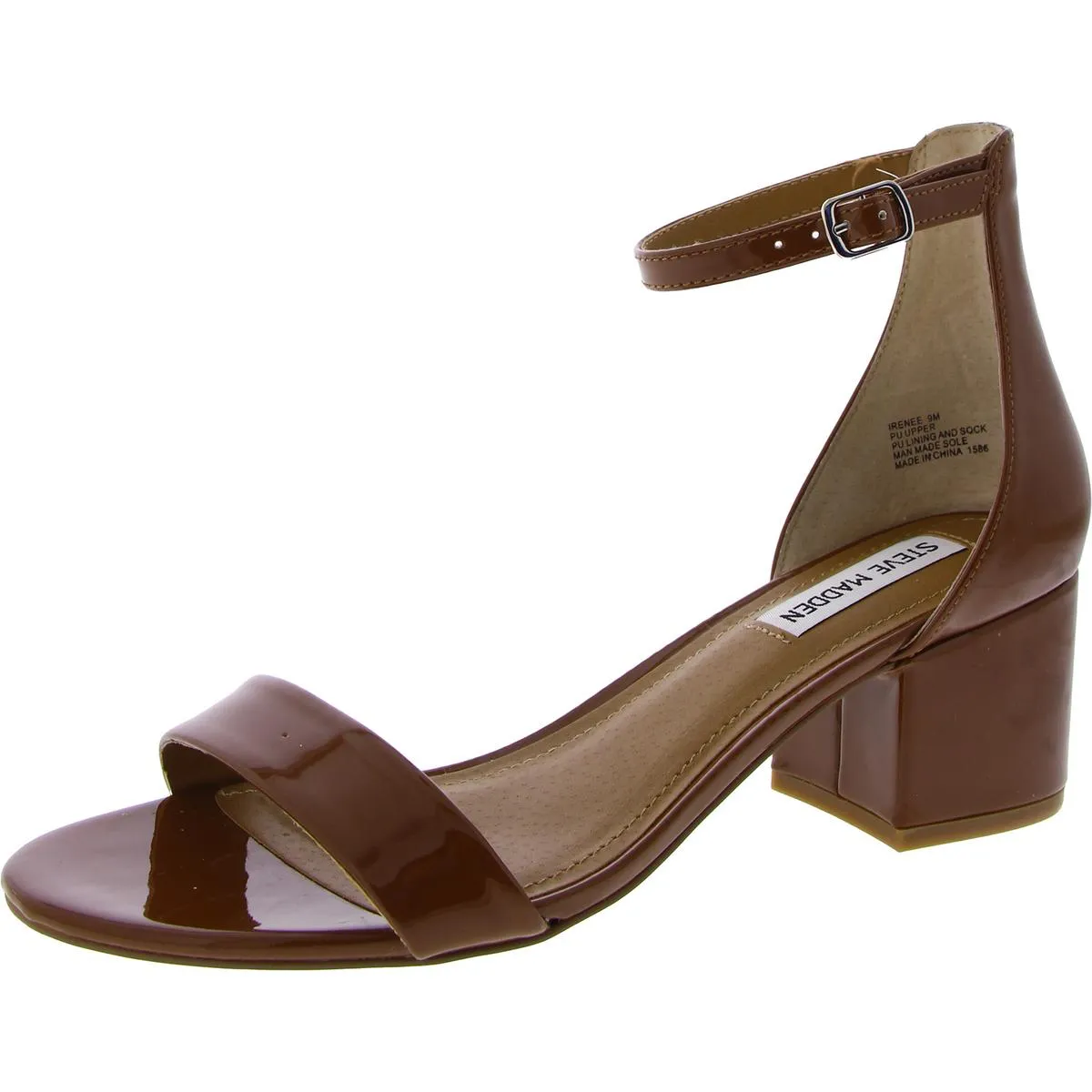 Irenee Womens Faux Leather Ankle Strap Heels