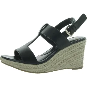 Isortee Womens Faux Leather Cut out Wedge Sandals