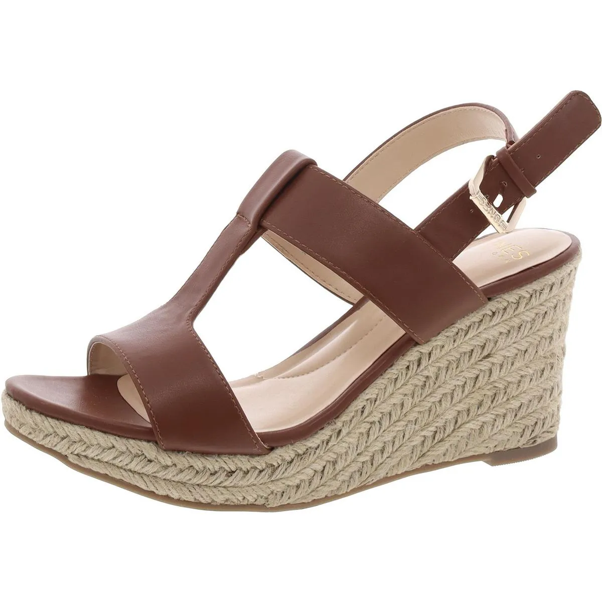 Isortee Womens Faux Leather Cut out Wedge Sandals