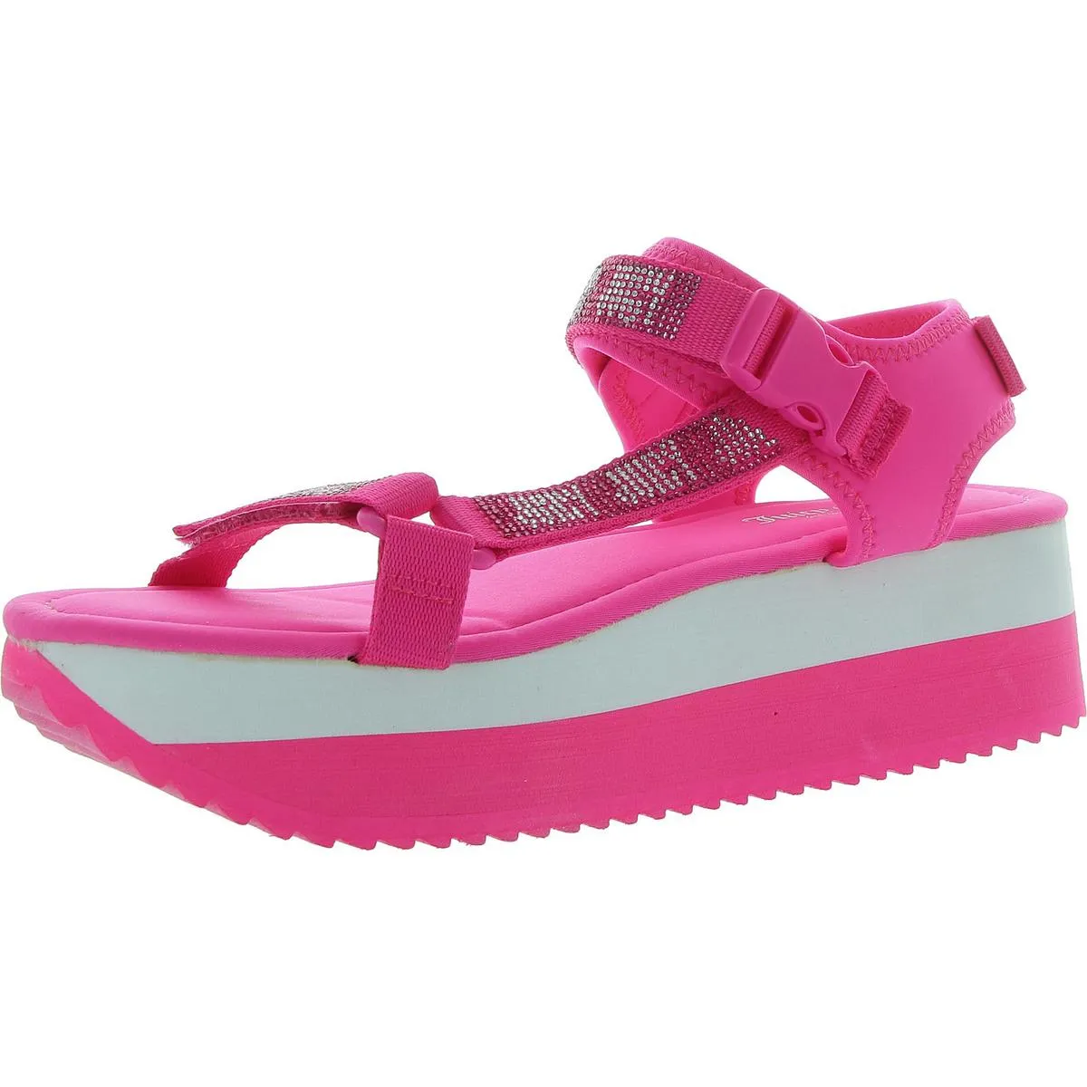 Izora Womens Embellished Synthetic Flatform Sandals