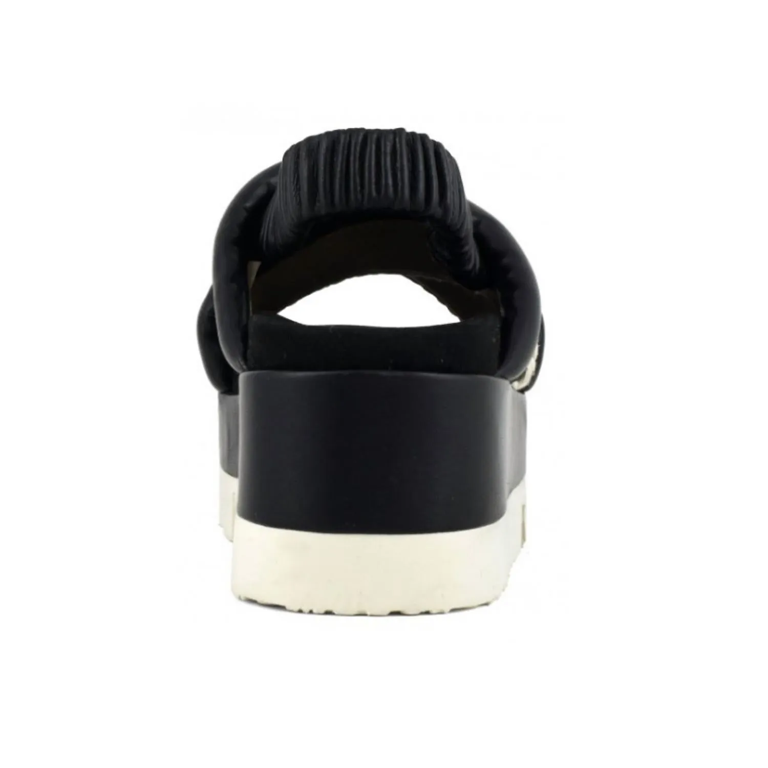 Japanese Criss-Cross Platform Sandal In Black/ivory