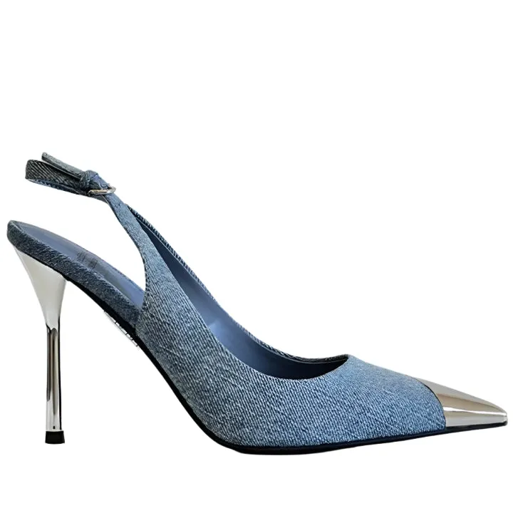 JEFFREY CAMPBELL RIDDLER MT DENIM HEELS