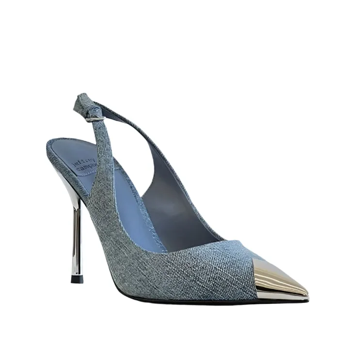 JEFFREY CAMPBELL RIDDLER MT DENIM HEELS