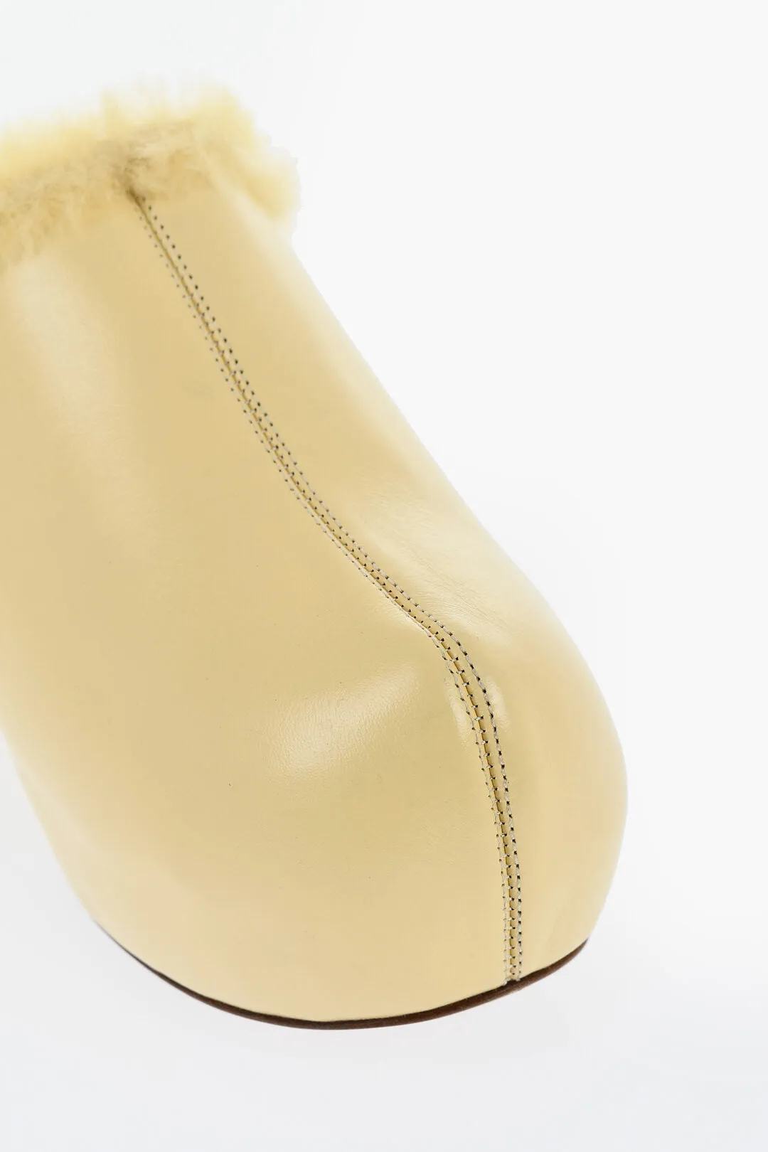 Jil Sander Leather Clogs With Shearling Lining