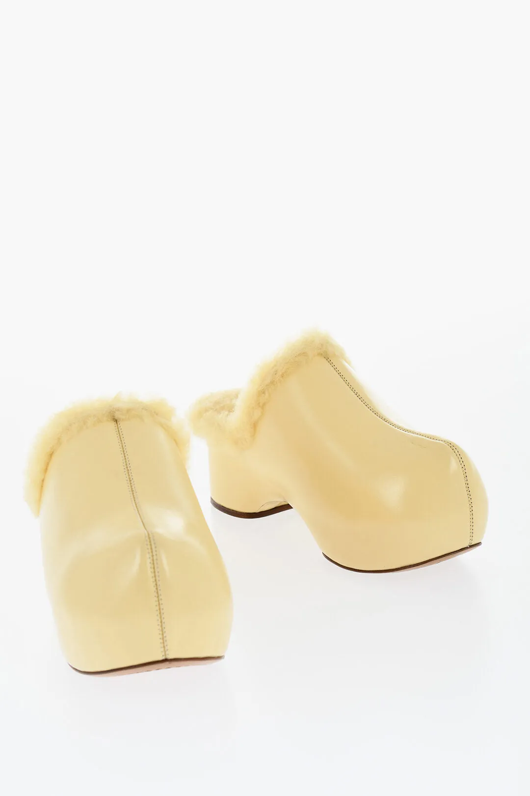 Jil Sander Leather Clogs With Shearling Lining