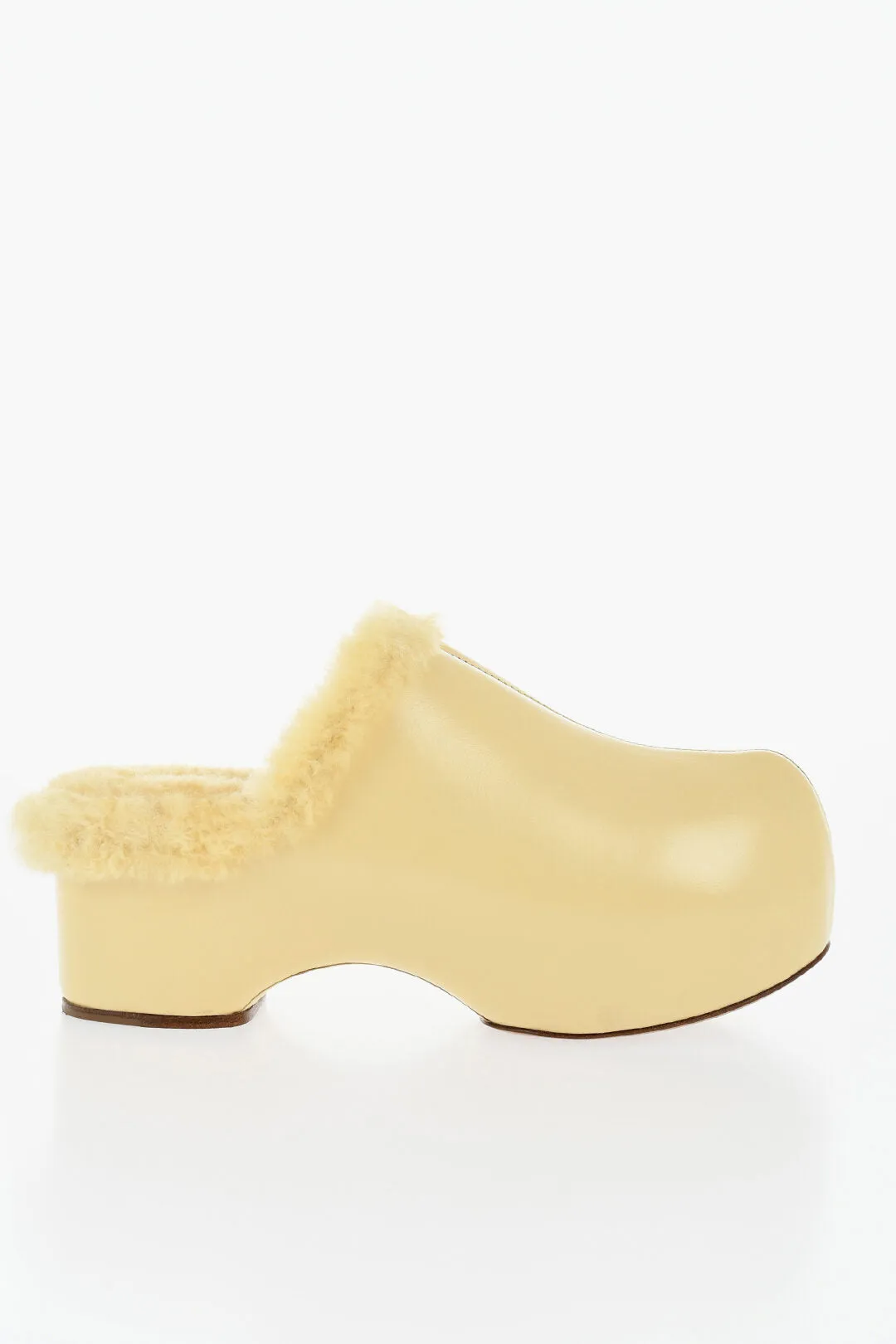 Jil Sander Leather Clogs With Shearling Lining