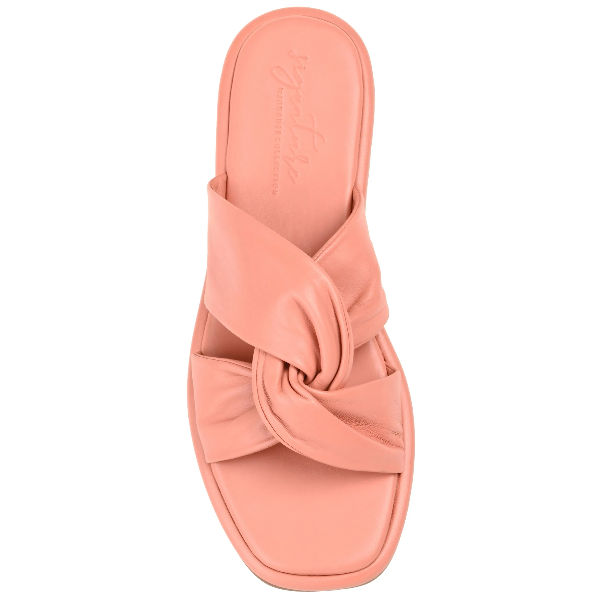 Journee Signature Womens Genuine Leather Kanndice Slip On Slide Sandals