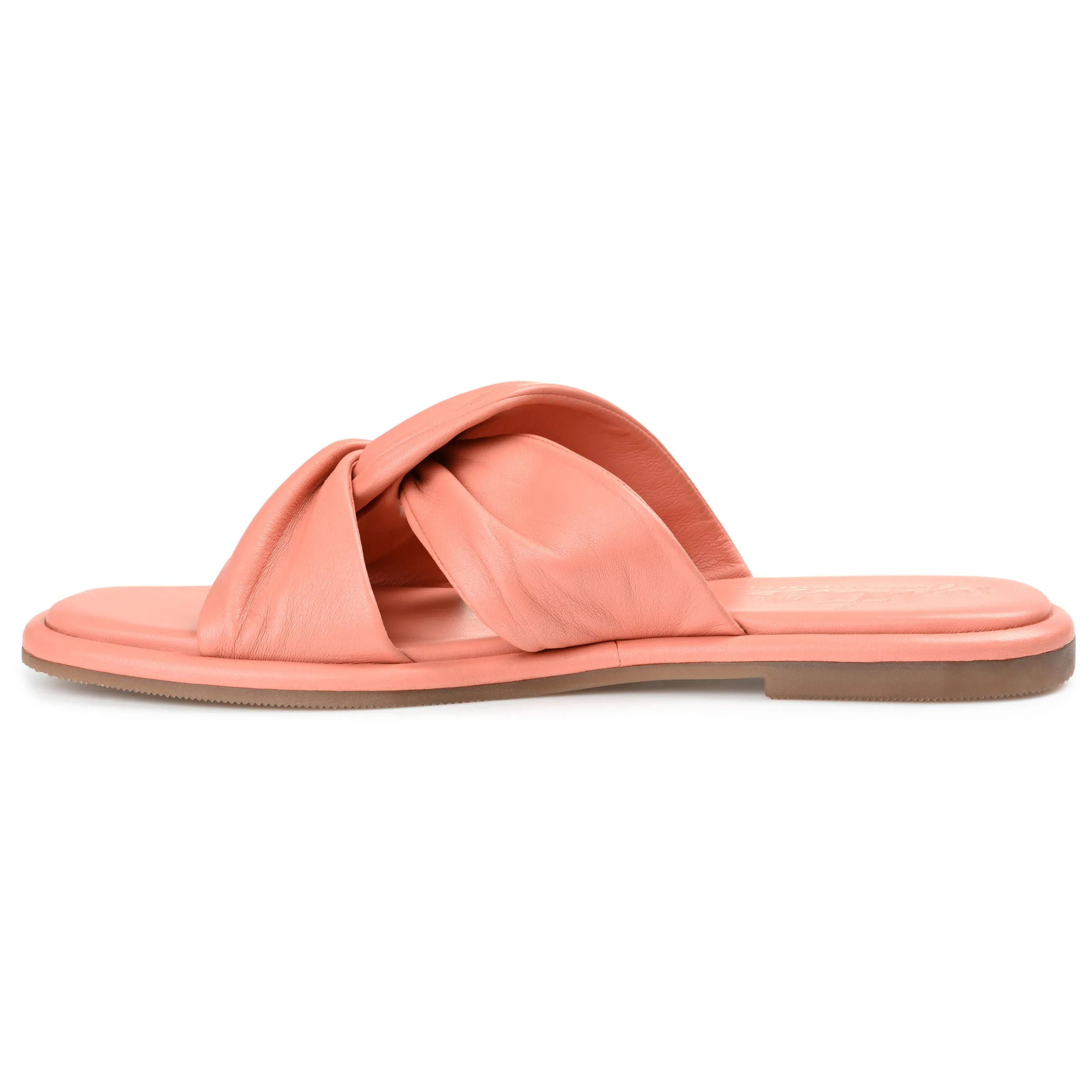 Journee Signature Womens Genuine Leather Kanndice Slip On Slide Sandals