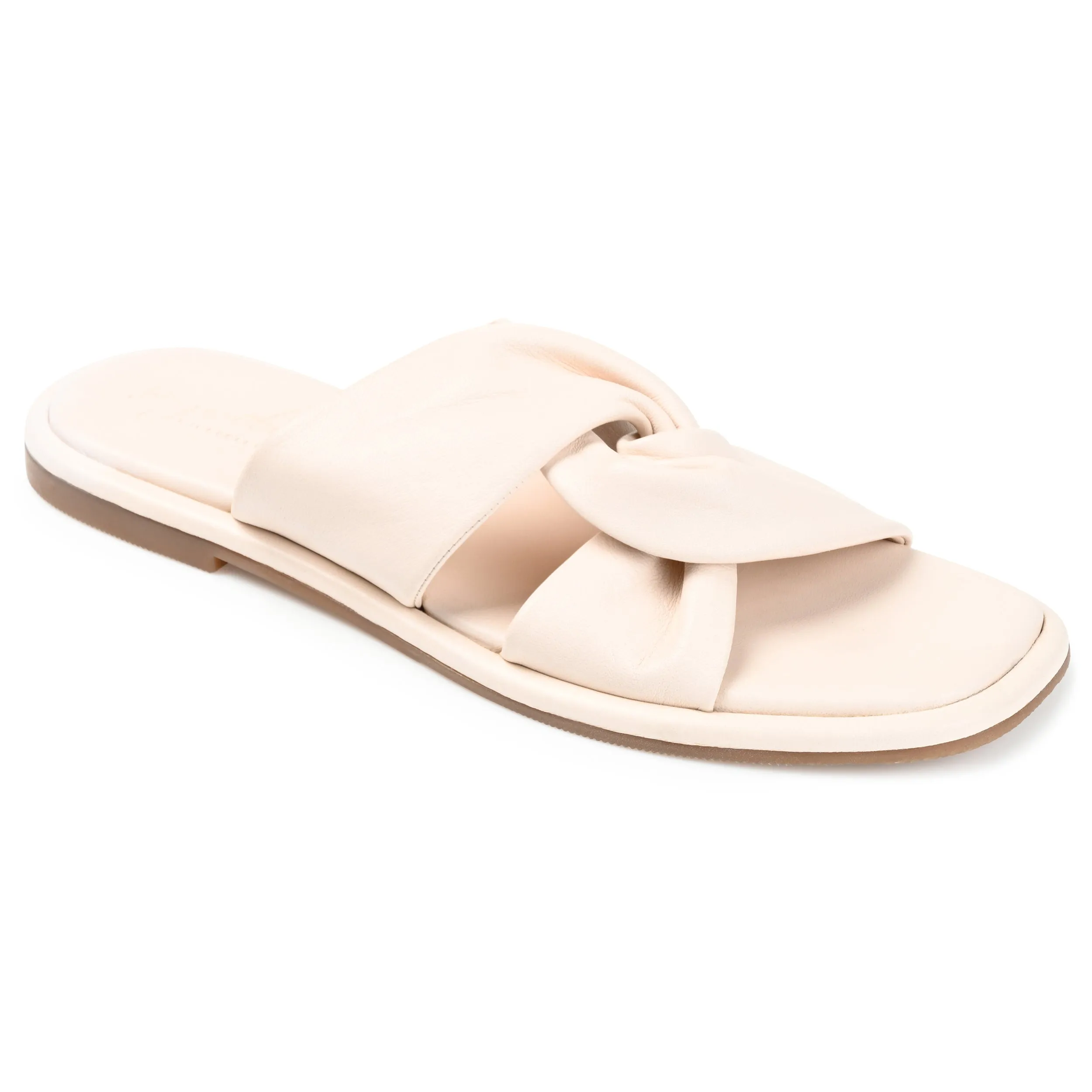 Journee Signature Womens Genuine Leather Kanndice Slip On Slide Sandals