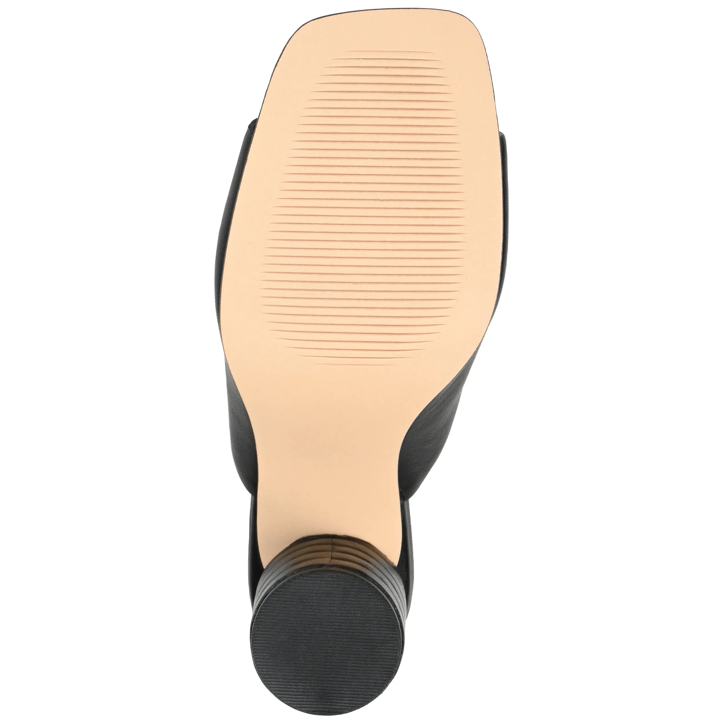 Journee Signature Womens Genuine Leather Karah Slip On Block Heel Open Square Toe Sandals