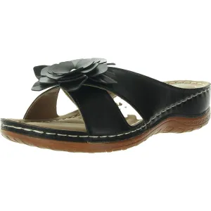 JOY Womens Floral Print Manmade Slide Sandals