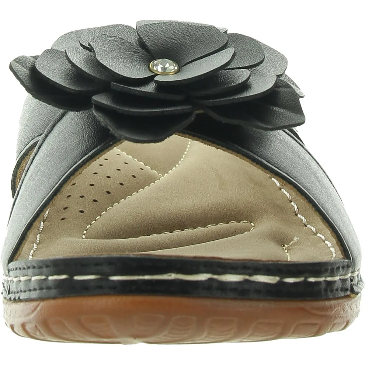 JOY Womens Floral Print Manmade Slide Sandals