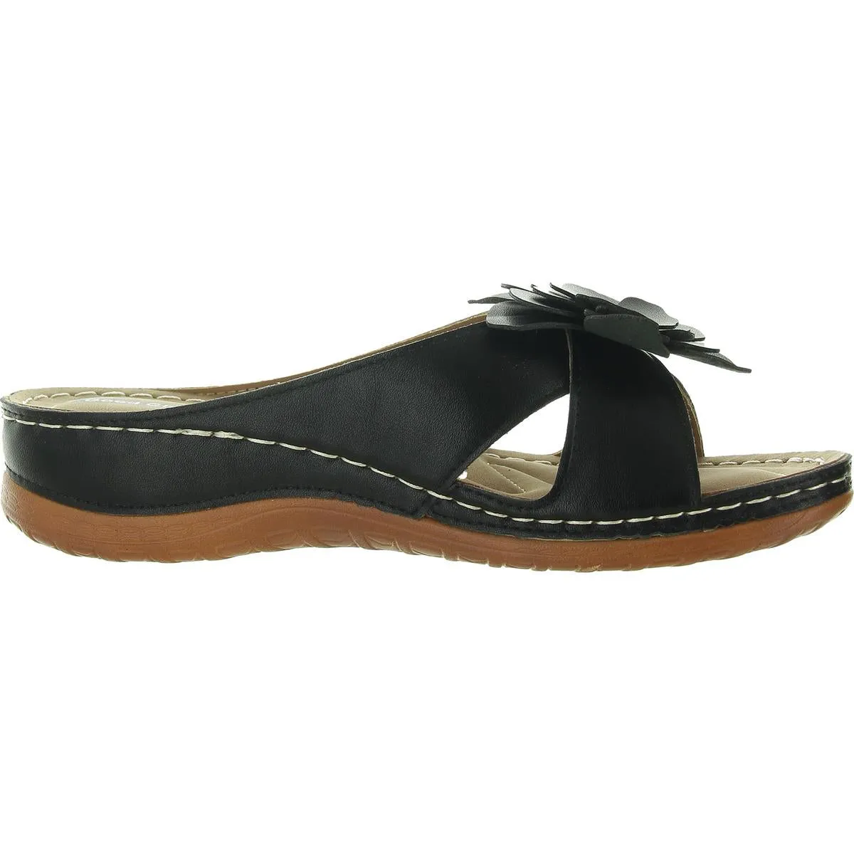 JOY Womens Floral Print Manmade Slide Sandals