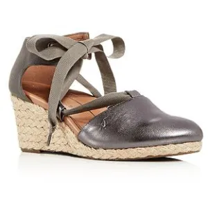 Kaitlyn Metallic Womens Leather Round Toe Wedge Sandals