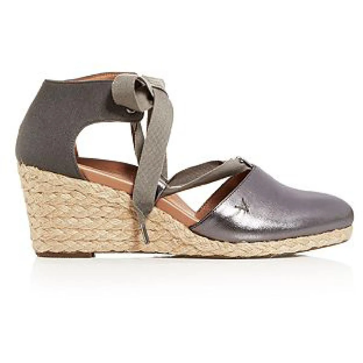 Kaitlyn Metallic Womens Leather Round Toe Wedge Sandals