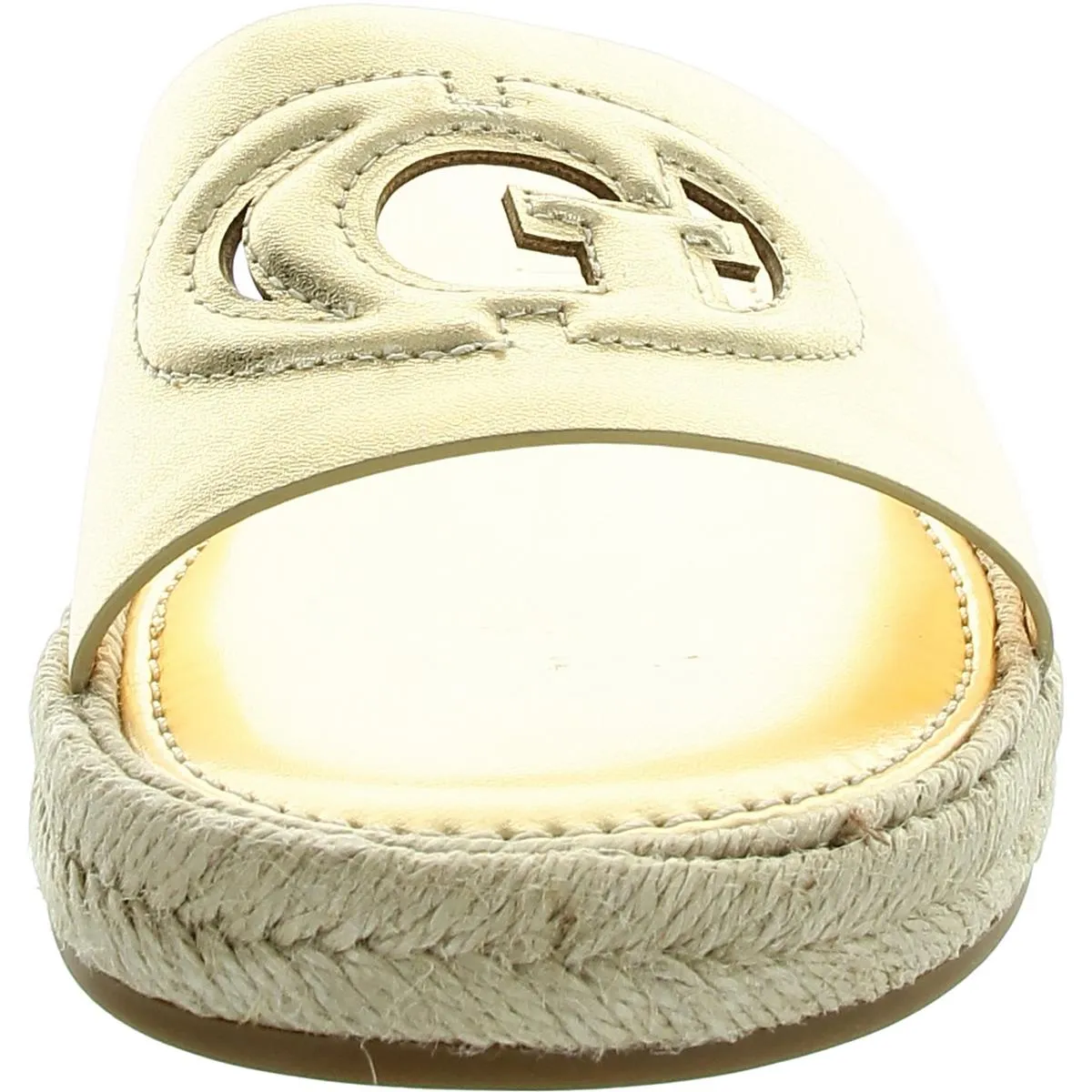 Katica  Womens Cut-Out Faux Leather Slide Sandals