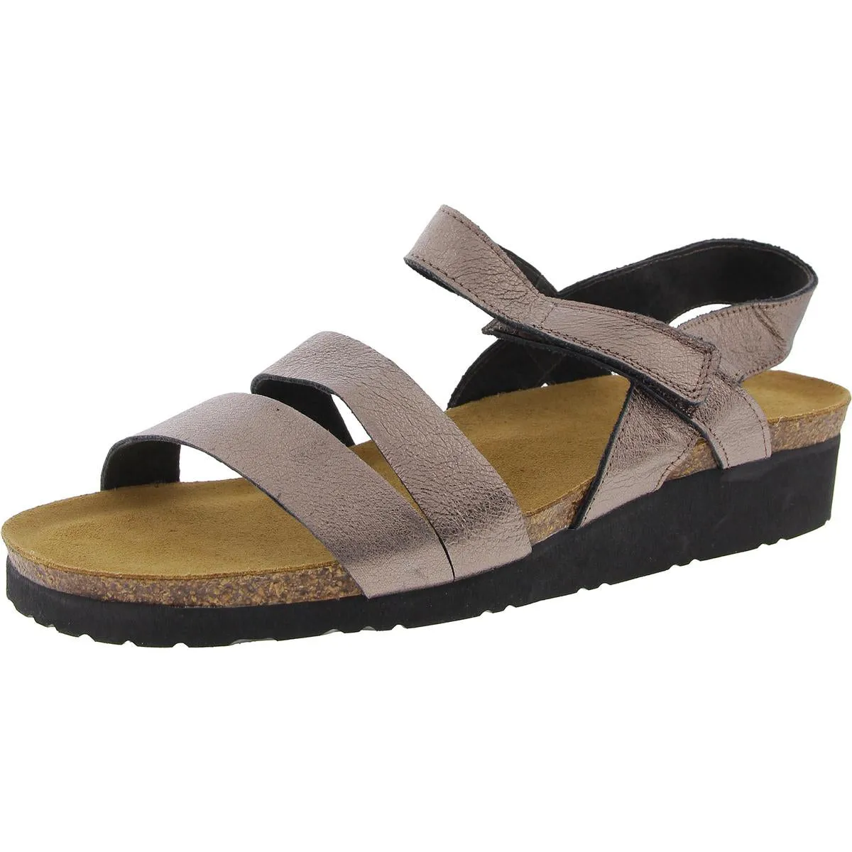 Kayla Womens Leather Strappy Wedge Sandals