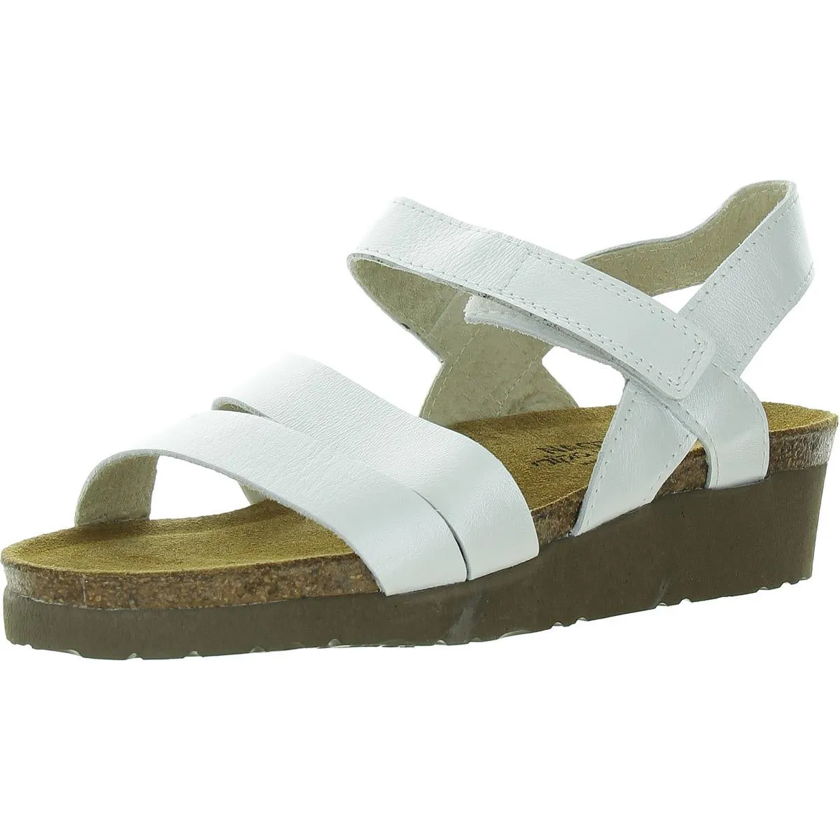 Kayla Womens Leather Strappy Wedge Sandals