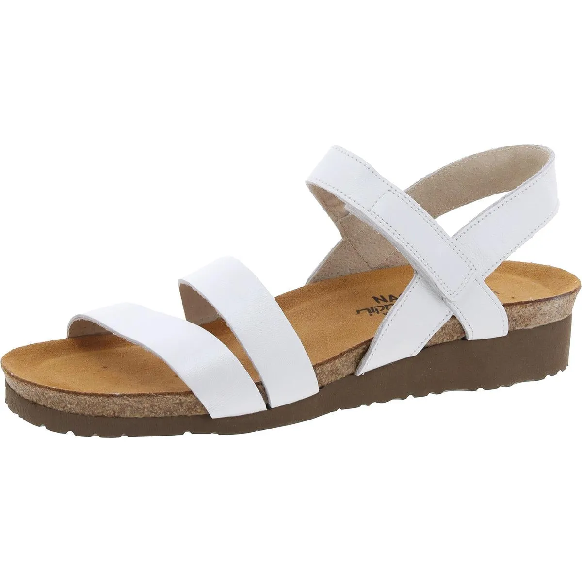 Kayla Womens Leather Strappy Wedge Sandals