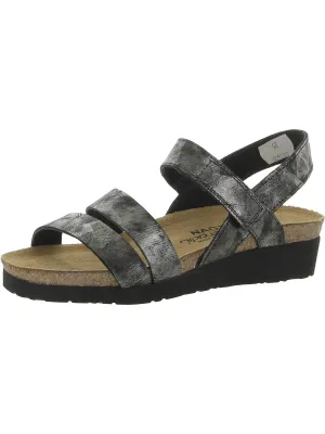 Kayla Womens Leather Strappy Wedge Sandals