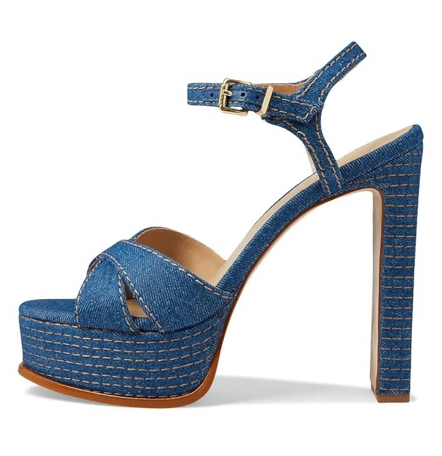Keefa Platform Sandal In Denim