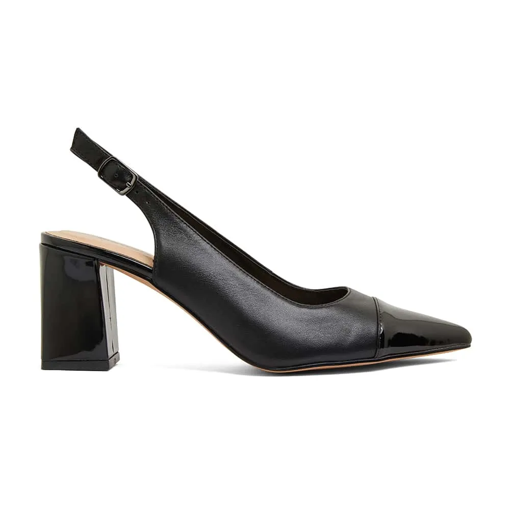 Kirsty Heel in Black On Black Leather